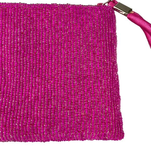 Hand-Beaded Tropical Seahorse Clutch Coin Purse Wallet Pink Island Vibes Sealife - Picture 8 of 14